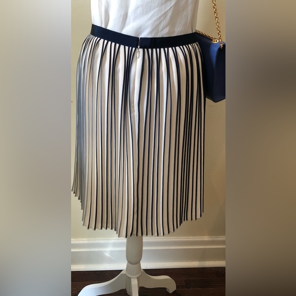 J.Crew Navy Blue and Cream Stripe Pleated Skirt Size 4 - Picture 3 of 10
